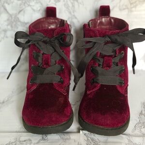 Toddler Burgundy Velvet Boots